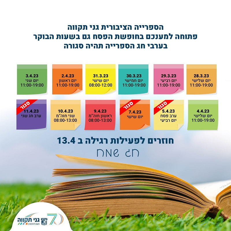 שעות פתיחת הספרייה בחופשת הפסח